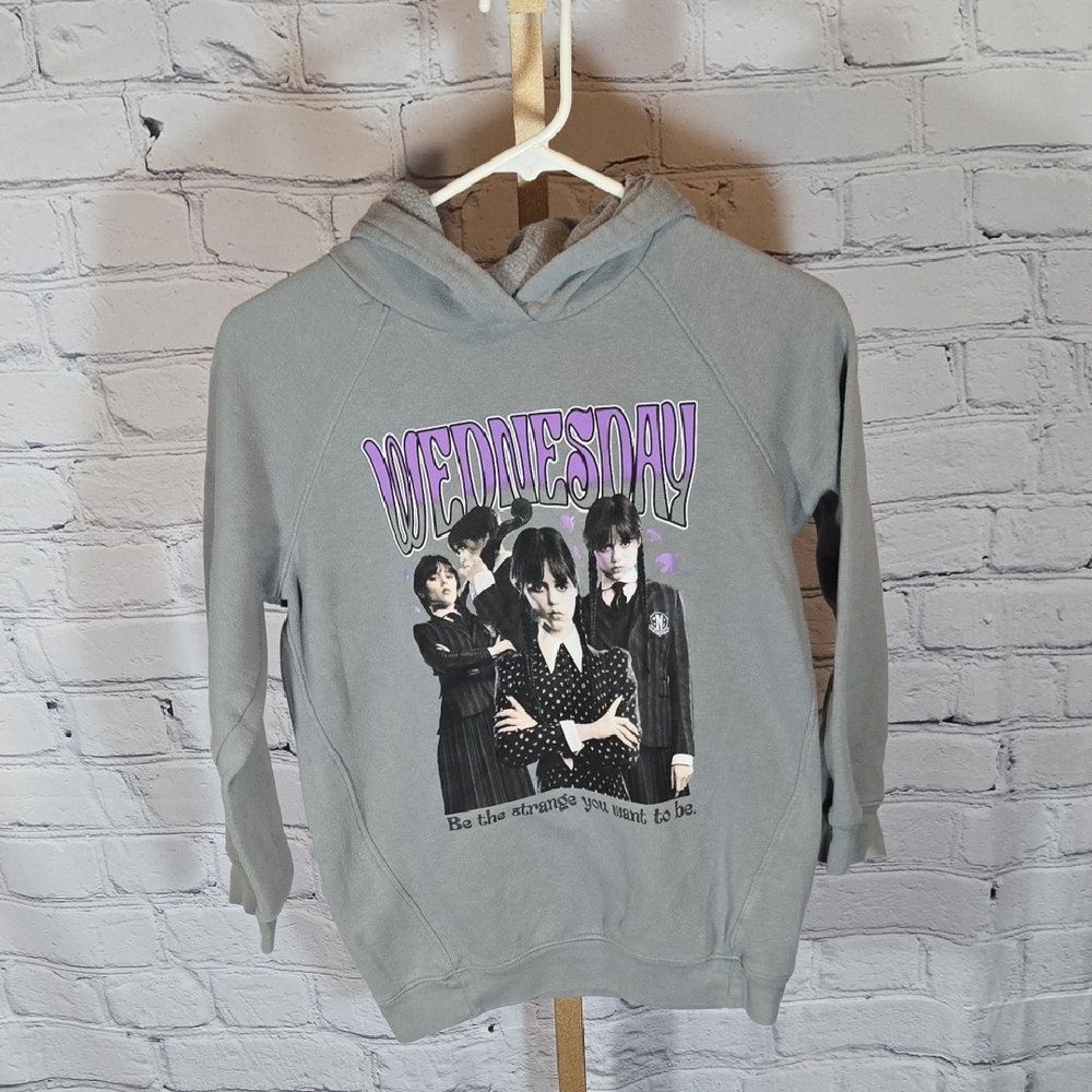 Kids Gray Graphic Hoodie with Purple Accents